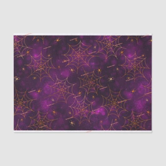 3 st, naam, spooky spin webs bokeh patroon tissuepapier (Voorkant)