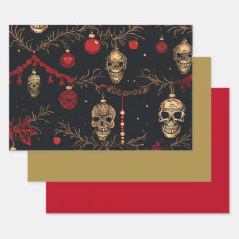 3 st. Pc. Schedel Ornament inpakpapier Vel