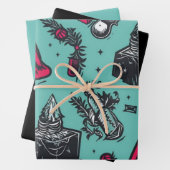 3 st. Rockin' Skull inpakpapier Vel (In situ)