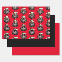 3 st Santa schedel inpakvellen Inpakpapier Vel