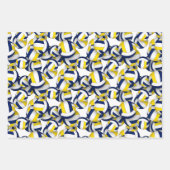 3 st volleybal patronen coördinerend blauw goud inpakpapier vel (Voorkant)