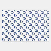 3 st volleybal patronen coördinerend blauw wit inpakpapier vel (Voorkant 3)