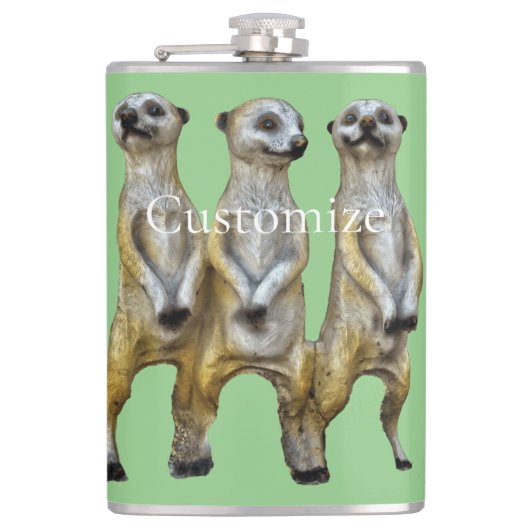 3 Staande Meerkats Thunder_Cove Heupfles (Voorkant)