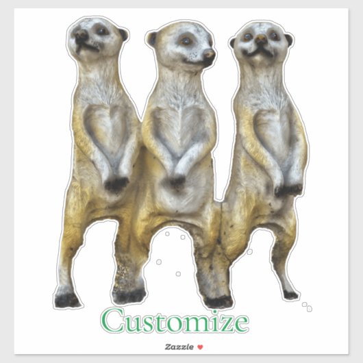 3 Staande Meerkats Thunder_Cove Sticker (Vel)