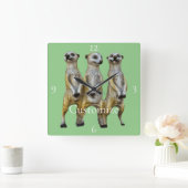 3 Staande Meerkats Thunder_Cove Vierkante Klok (Huis)