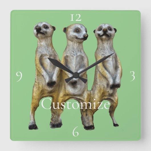 3 Staande Meerkats Thunder_Cove Vierkante Klok (Voorkant)