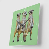 3 Staande Meerkats Thunder_Cove Vierkante Klok (Hoek)