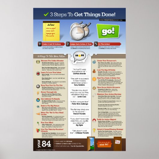 3 stappen om dingen klaar te krijgen poster (Voorkant)