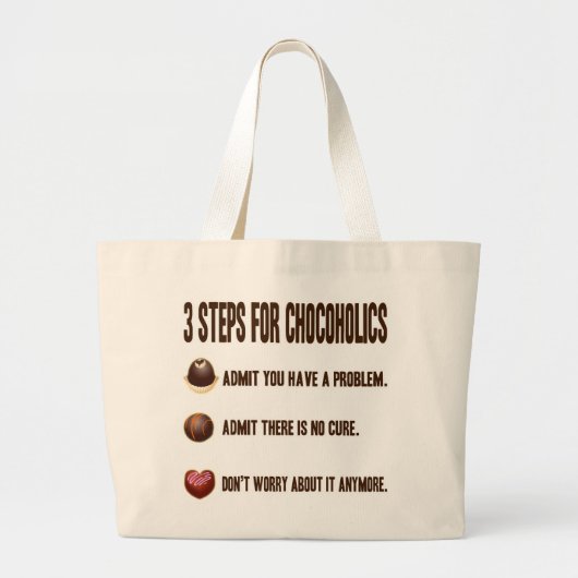 3 STAPPEN VOOR CHOCOHOLIEK GROTE TOTE BAG (Voorkant)