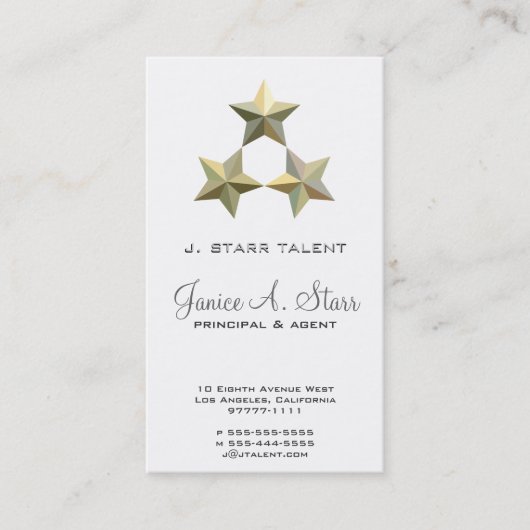 3 Star Talent Visitekaartje (Voorkant)