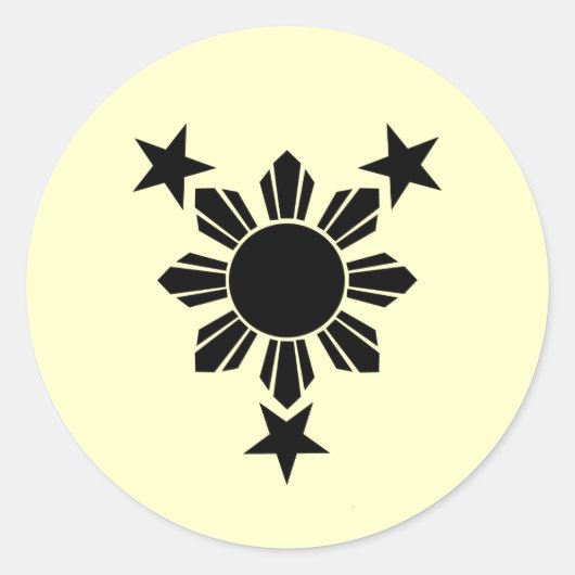 3 Stars and Sun Solid (Sticker) Ronde Sticker (Voorkant)