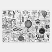 3 Steampunk Collage Ephemera Sheets Inpakpapier Vel (Voorkant 3)