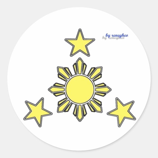 3 sterren & een zon sticker (Voorkant)