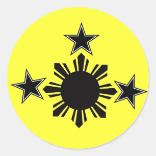 3 sterren en een zon ronde sticker