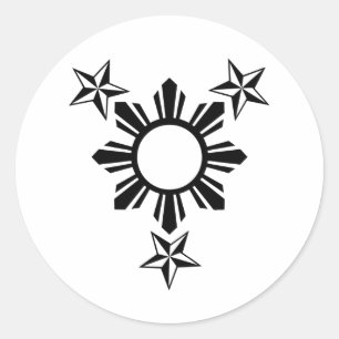 3 sterren en zon ronde sticker