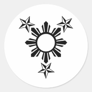 3 sterren en zon ronde sticker