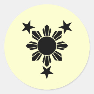 3 sterren en zonnevaste stof (sticker) ronde sticker