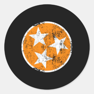 3 sterren TN Sinaasappel en wit verdrietig Tenness Ronde Sticker