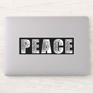 3 sticker Mandala Flower Peace Typografie