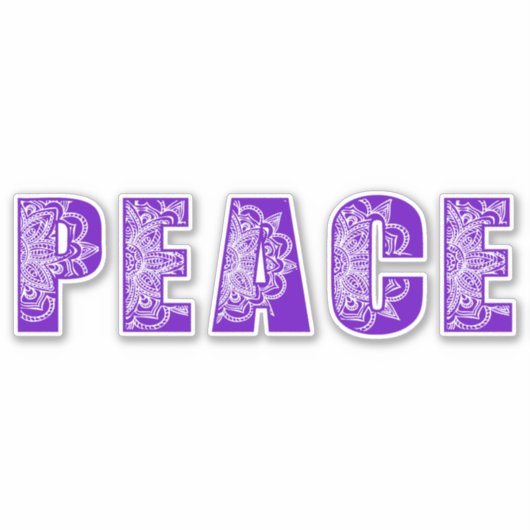 3 sticker Mandala Flower Peace Typografie (Voorkant)
