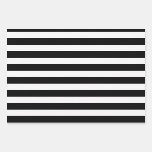 3 Stijl: Zwarte & Witte Stripes Party of Kerstmis Inpakpapier Vel (Voorkant)