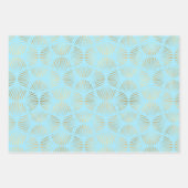 3 Stijlen met gouden, Blauwgroen en lichte blauwe  Inpakpapier Vel (Voorkant 2)