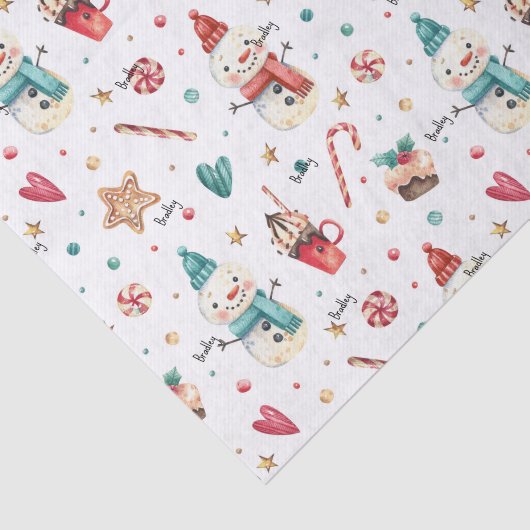 3 Stks Weefselnaam, Snoep Sneeuwman Kerstpatroon Tissuepapier (Detail)