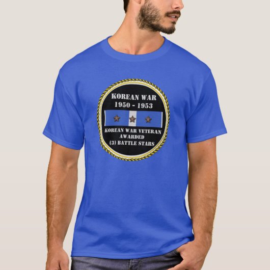 3 STRIJDSTERREN KOREAANSE OORLOGSVETERAAN T-SHIRT (Voorkant)