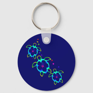 3 Stropdas geverfde honingschildpadden Sleutelhanger