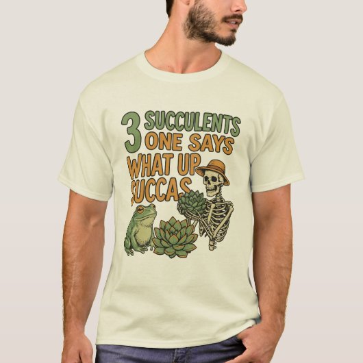 3 Succulents One Says Funny Gardening Frog Retro T-shirt (Voorkant)