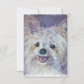 3 Sweet White Yorkie Puppy RSVP draaien Kaartje (Achterkant)