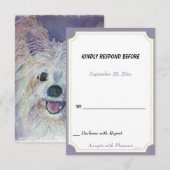 3 Sweet White Yorkie Puppy RSVP draaien Kaartje (Voorkant / Achterkant)