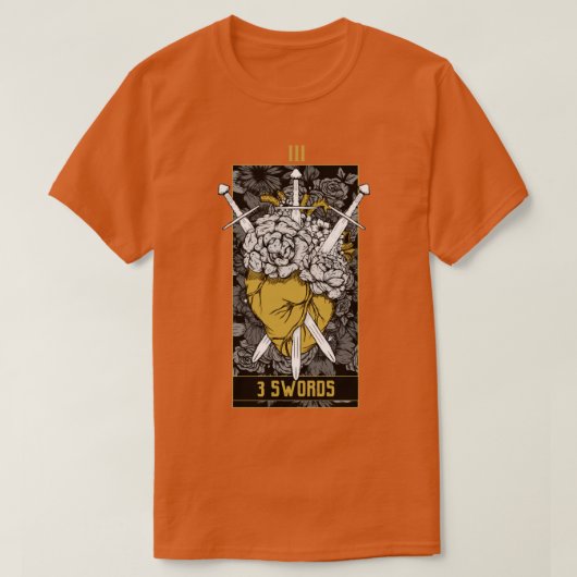 3 Swords Tarot Kaart Gold T-shirt (Design voorkant)