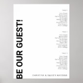 3 tabel Simple White Wedding Seating Chart Poster (Voorkant)