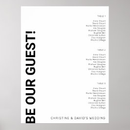 3 tabel Simple White Wedding Seating Chart Poster