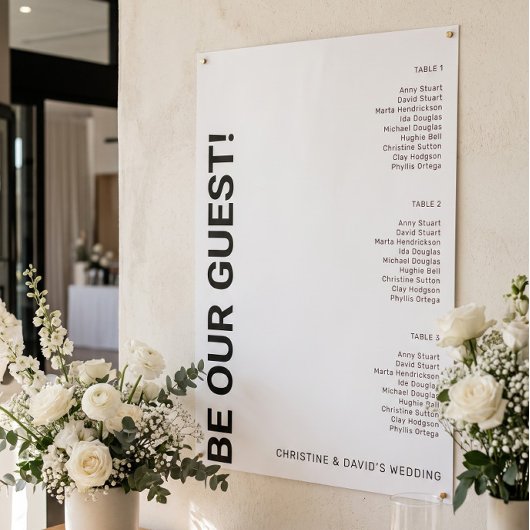 3 tafel Eenvoudige Witte Trouw zitplaatsindeling Poster