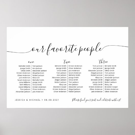 3 Tafels Elegant Onze Favoriete Mensen Zittingsgra Poster (Voorkant)