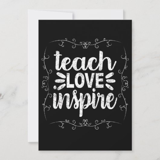 3- Teach Love Inspire Shirt, Retro  leraar Bedankkaart (Voorkant)