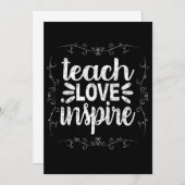 3- Teach Love Inspire Shirt, Retro  leraar Bedankkaart (Voorkant / Achterkant)
