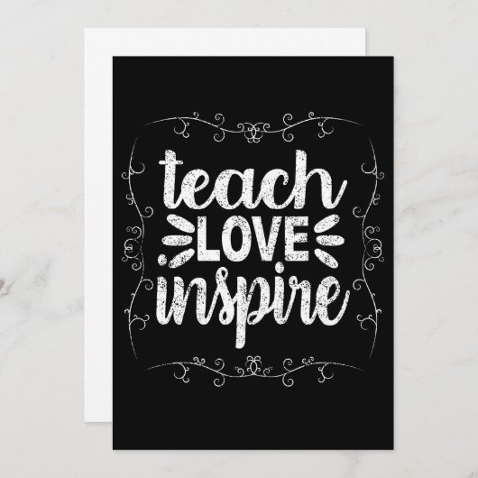 3- Teach Love Inspire Shirt, Retro  leraar Bedankkaart (Voorkant / Achterkant)