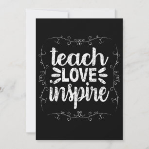 3- Teach Love Inspire Shirt, Retro  leraar Bedankkaart