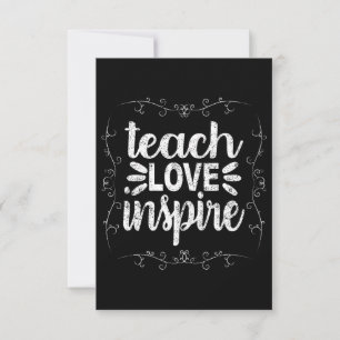 3- Teach Love Inspire Shirt, Retro  leraar Bedankkaart