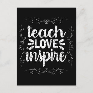 3- Teach Love Inspire Shirt, Retro  leraar Briefkaart