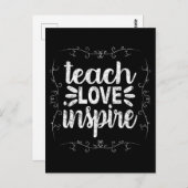 3- Teach Love Inspire Shirt, Retro  leraar Briefkaart (Voorkant / Achterkant)