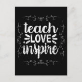 3- Teach Love Inspire Shirt, Retro  leraar Briefkaart (Voorkant)