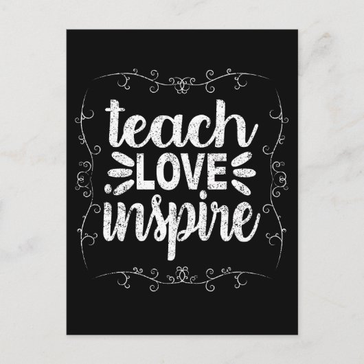 3- Teach Love Inspire Shirt, Retro  leraar Briefkaart (Voorkant)