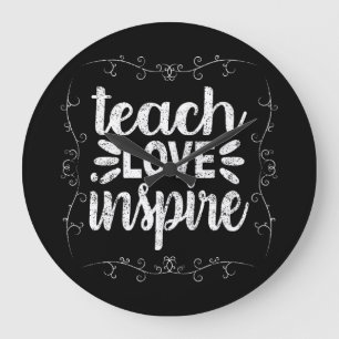 3- Teach Love Inspire Shirt, Retro  leraar Grote Klok