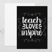 3- Teach Love Inspire Shirt, Retro  leraar Kaart (Voorkant / Achterkant)