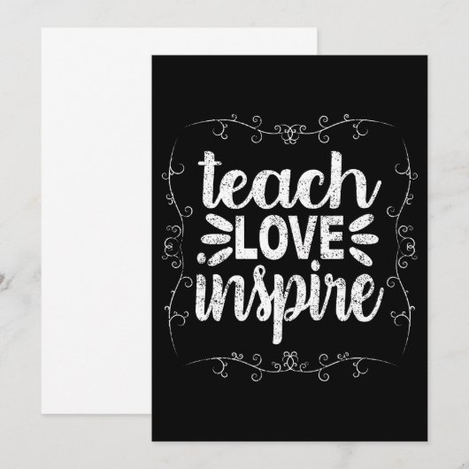 3- Teach Love Inspire Shirt, Retro  leraar Kaart (Voorkant / Achterkant)