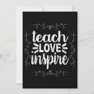 3- Teach Love Inspire Shirt, Retro  leraar Kaart